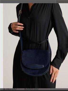 Quince | Italian Suede Saddle Bag in Midnight